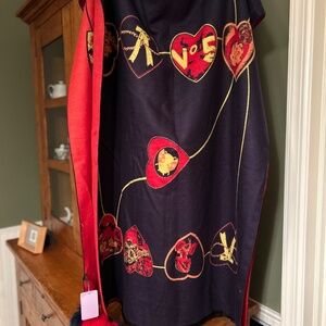 Lady Bird Fox Fur Pom Pom Wrap Shawl Cashmere Reversible